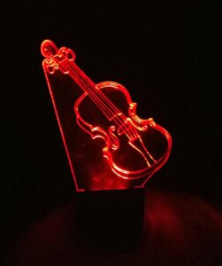 3D-світильник Скрипка, 3д-нічник, кілька подсветок (на батарейці)
