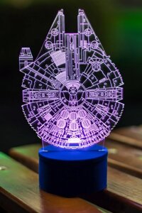 3D-світильник Сокіл Тисячоліття (Зоряні війни Star wars), 3д-нічник, кілька подсветок (на батарейці)