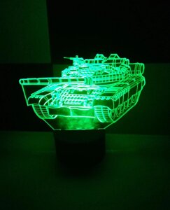 3D-світильник Танк, 3д-нічник, кілька подсветок (на батарейці), подарунок військовому хлопчикові