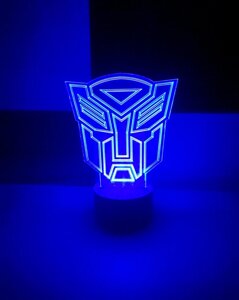 3D-світильник Трансформер лого, 3д-нічник, кілька подсветок (на батарейці), подарунок для хлопчика