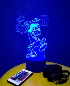 3D-світильник Вовк (Ну, постривай), 3д-нічник, кілька подсветок (на пульті)
