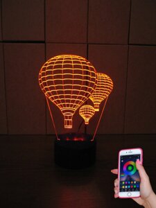 3D-світильник Повітряні кулі, 3д-нічник, кілька подсветок (на bluetooth)