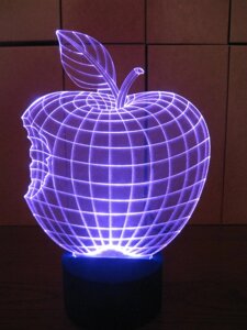 3D-світильник Яблуко, 3д-нічник, кілька подсветок (на батарейці)