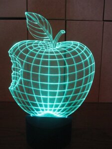 3D-світильник Яблуко, 3д-нічник, кілька подсветок (на пульті)