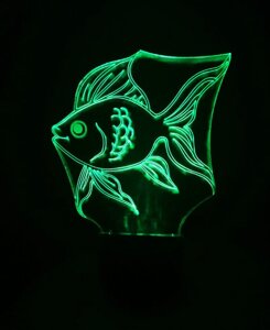 3D-світильник Золота рибка, 3д-нічник, кілька подсветок (на батарейці), подарунок рибалці аквариумисту