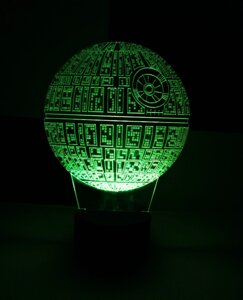 3D-світильник Зірка смерті (Зоряні війни, Star wars), 3д-нічник, кілька подсветок (батарейка + 220В)