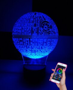 3D-светильник Звезда смерти (Звездные войны, Star wars), 3д-ночник, несколько подсветок (на bluetooth)