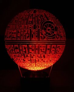 3D-світильник Зірка смерті (Зоряні війни, Star wars), 3д-нічник, кілька подсветок (на пульті)