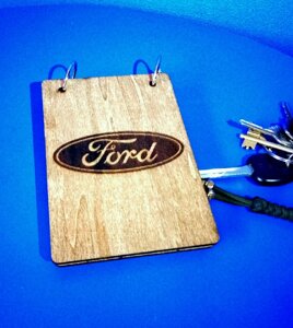 Блокнот з дерева А6 FORD, Форд (на кільцях), дерев'яний щоденник, подарунок власнику, водієві, автомобілісту