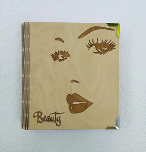 Дерев'яний блокнот "Beauty"на цільної обкладинці з ручкою), щоденник з дерева, подарунок в салон краси