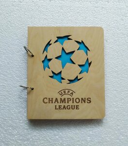 Дерев'яний блокнот "Ліга Чемпіонів"на кільцях з ручкою), щоденник з дерева