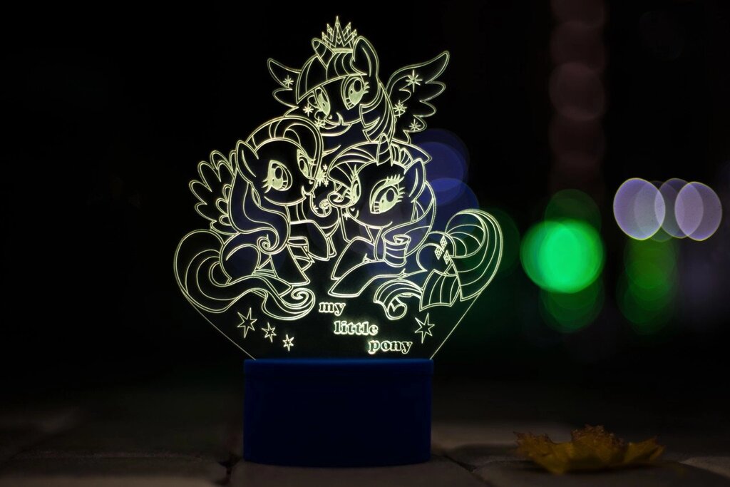 3D-світильник My little pony травня литл поні, 3д-нічник, кілька подсветок (на батарейці) - опис