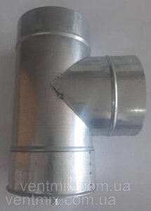 Трійник 90* d 150 мм з заглушкою для стоку конденсата з оцинкованої сталі
