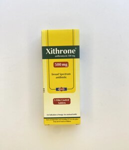 Xithrone — Azithromycin Азитроміцин 500 mg Пневмонія, бронхіт, Ангіна гнійна/5 шт Єгипетська