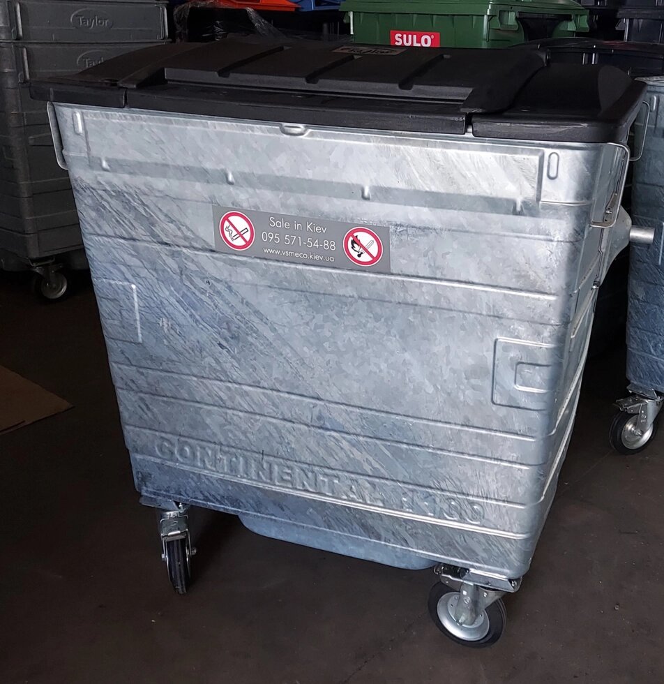 TAYLOR оцинкований сміттєвий контейнер 1,1 м3. бак для сміття металевий - характеристики