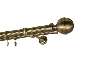 Карниз MStyle для штор металевий дворядний 25/19 мм Антик Калісто рифлений 400 см