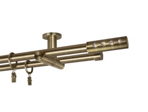 Карниз MStyle для штор металевий дворядний Антик Алюр труба гладка 19/19 мм кронштейн циліндр стельовий 160 см
