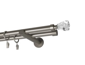 Карниз MStyle для штор металевий дворядний Сатин Лучетта труба гладка 19/19 мм кронштейн циліндр 160 см