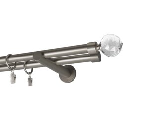Карниз MStyle для штор металевий дворядний Сатин Люмієра труба гладка 19/19 мм кронштейн циліндр 160 см