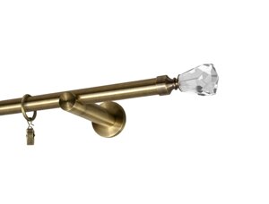 Карниз MStyle для штор металевий однорядний Антик Лучетта труба гладка 19 мм кронштейн циліндр 200 см