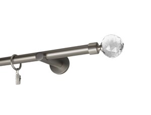 Карниз MStyle для штор металевий однорядний Сатин Люмієра труба гладка 19 мм кронштейн циліндр 160 см