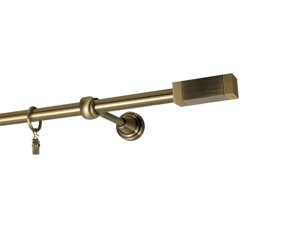 Карниз MStyle металевий для штор однорядний Антик Квадро труба 16 мм 160 см