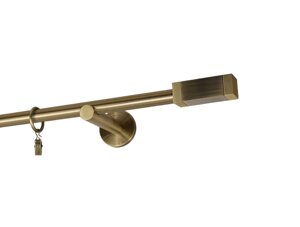 Карниз MStyle металевий для штор однорядний Антик Квадро труба 16 мм кронштейн циліндр 160 см