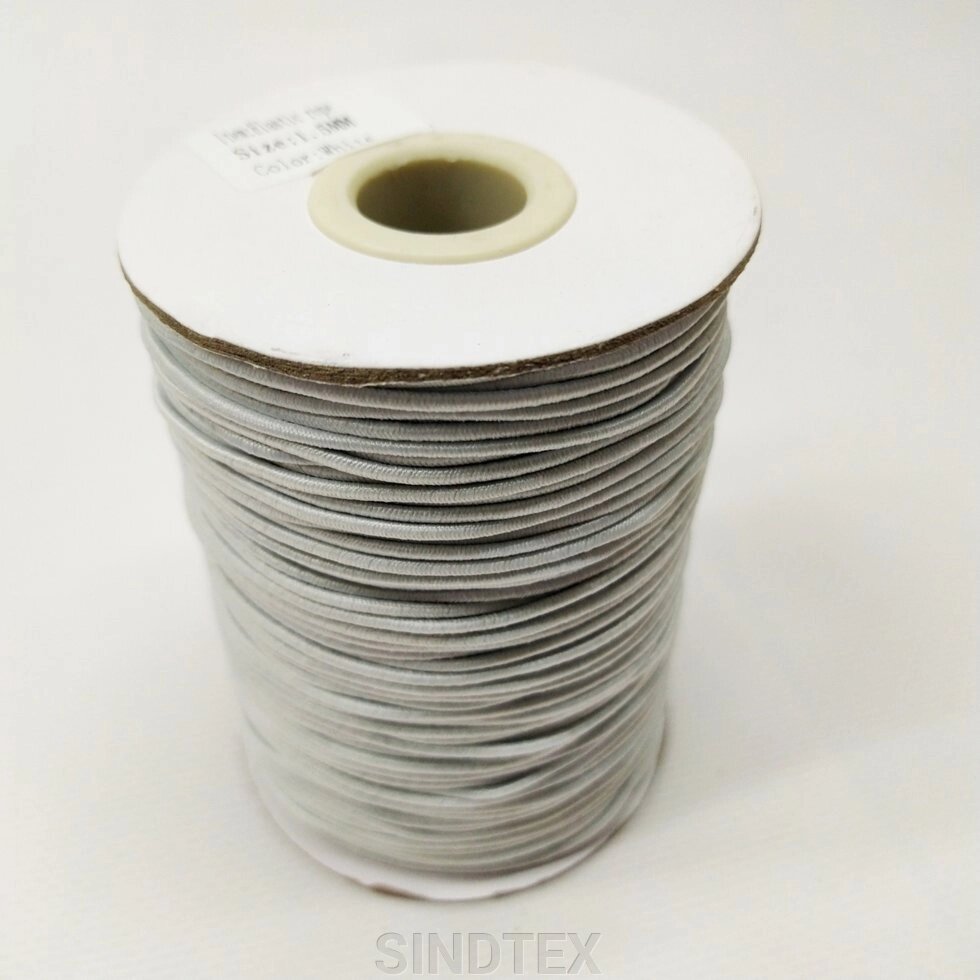 1,5 мм резинка кругла (шляпна) білий 100 ярд. від компанії SINDTEX - фото 1