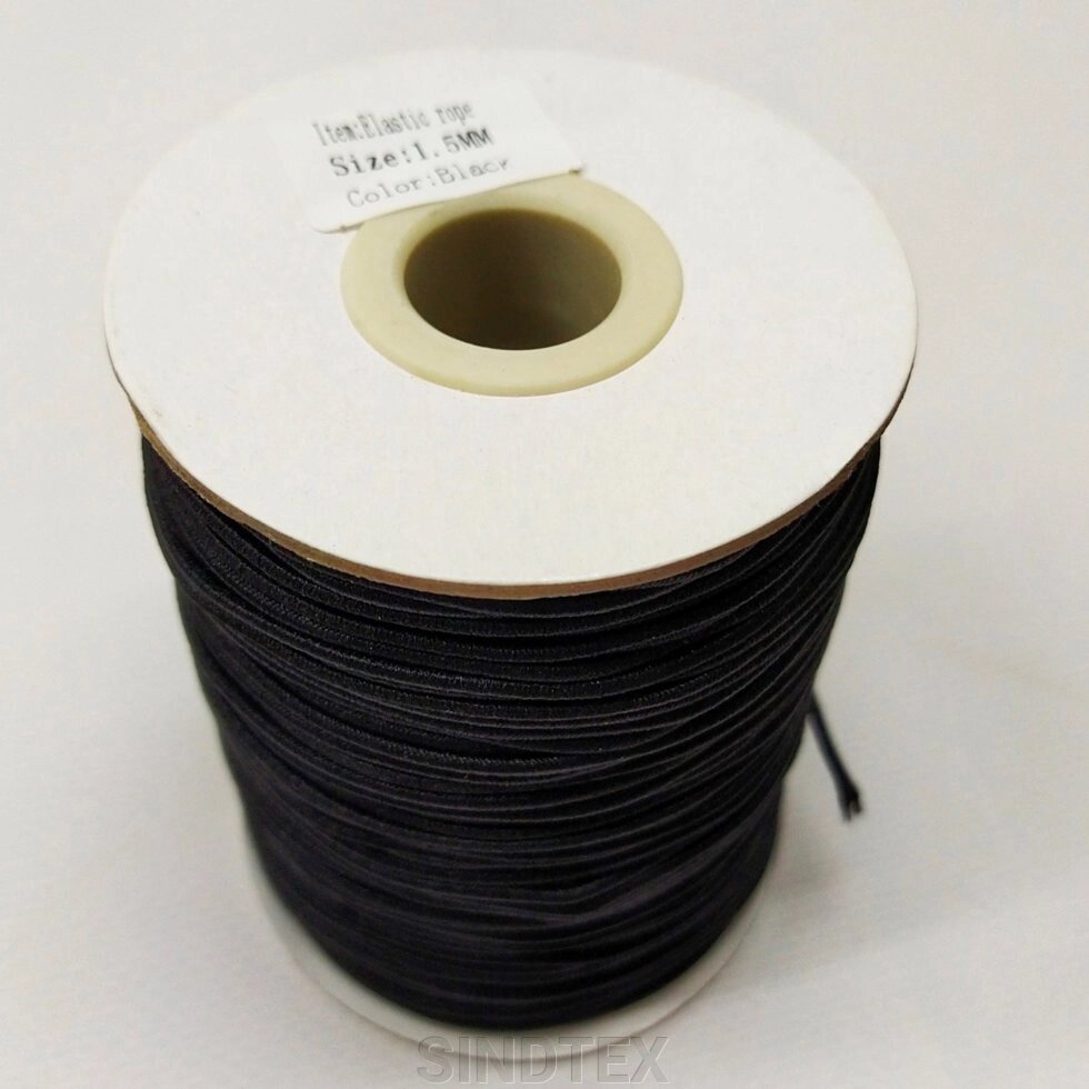1,5 мм резинка кругла (шляпна) чорний 100 ярд. від компанії SINDTEX - фото 1