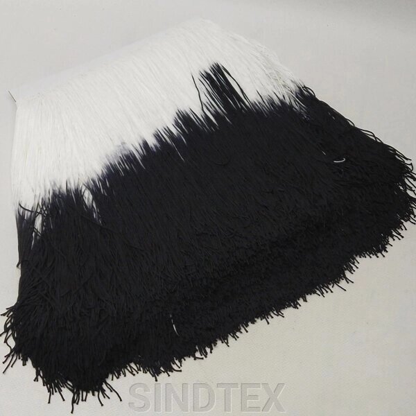 1 м. Бахрома 30 см білий з чорними для бальних суконь від компанії SINDTEX - фото 1