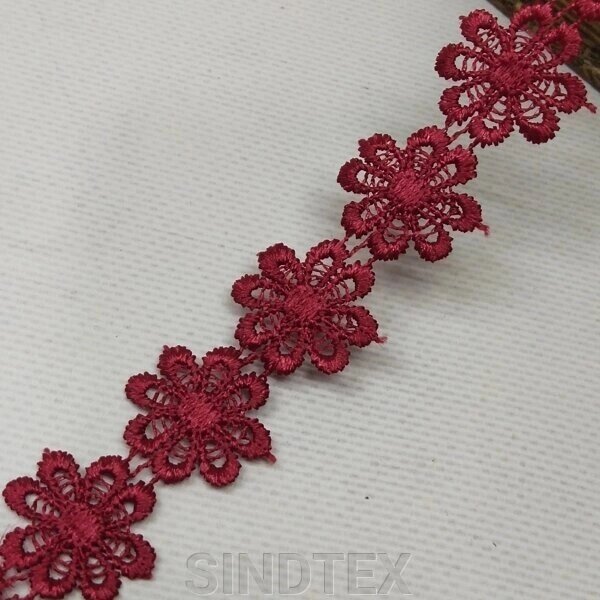 (1 м) Кружево макраме Sindtex 2,5см (13м) Цвет - Бордовый (М10070-048) ##от компании## SINDTEX - ##фото## 1