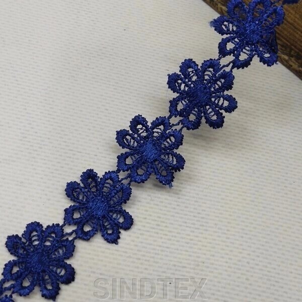 (1 м) Кружево макраме Sindtex 2,5см (13м) Цвет - Синий (М10070-154) от компании SINDTEX - фото 1