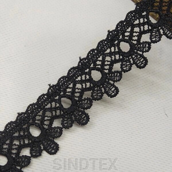 (1 м) Кружево макраме Sindtex 3см (13м) Цвет - Черный (М729-24-039) ##от компании## SINDTEX - ##фото## 1