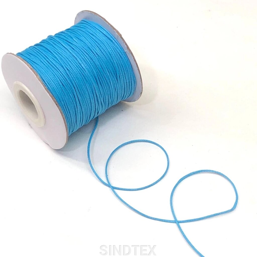 1 м - Вощений полірований шнур 0,8 мм - блакитний від компанії SINDTEX - фото 1