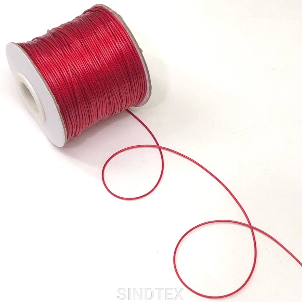 1 м - Вощений полірований шнур 0,8 мм - червоний від компанії SINDTEX - фото 1