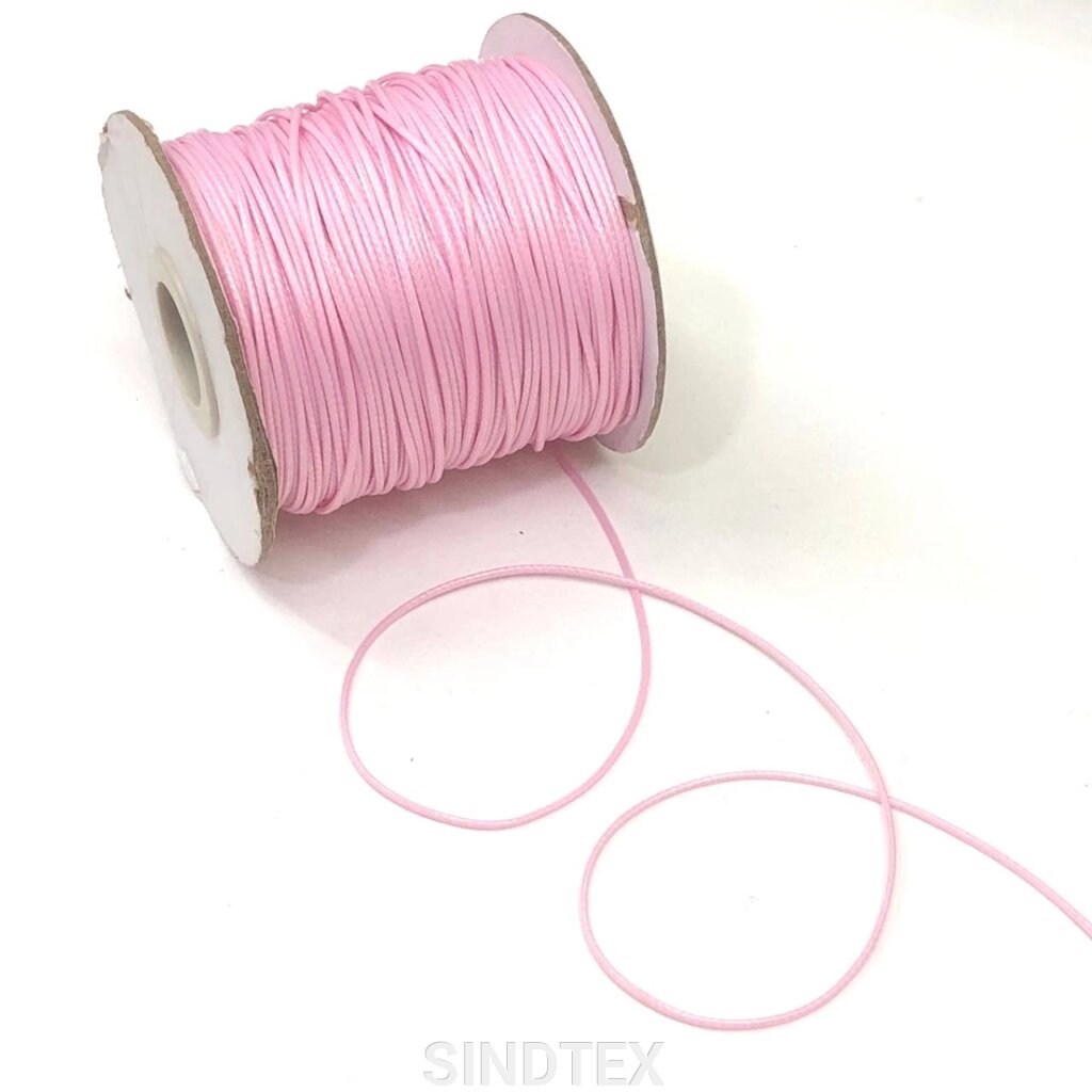 1 м - Вощений полірований шнур 1 мм - рожевий від компанії SINDTEX - фото 1