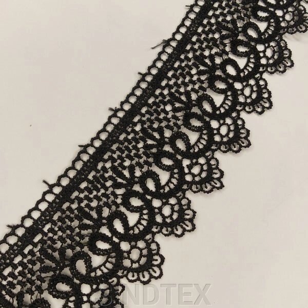 (1 метр) Кружево макраме Sindtex 6,5см Цвет - Черный (22М-SF-3112-2) ##от компании## SINDTEX - ##фото## 1