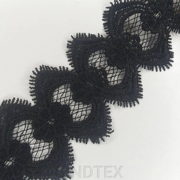 (1 метр) Кружево макраме Sindtex 7см Цвет - Черный (10М-L0434-7) ##от компании## SINDTEX - ##фото## 1