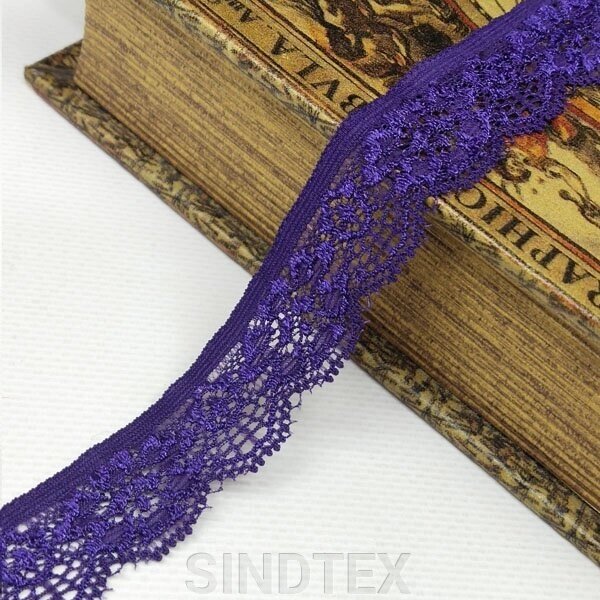 (1 метр) Мереживо гіпюр стрейч, фіолетовий колір 2,5 см (КС-1338T) від компанії SINDTEX - фото 1