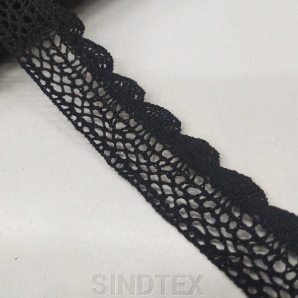 (1 метр) Мереживо лляне 2,5 см колір - чорний (М6565-3) від компанії SINDTEX - фото 1