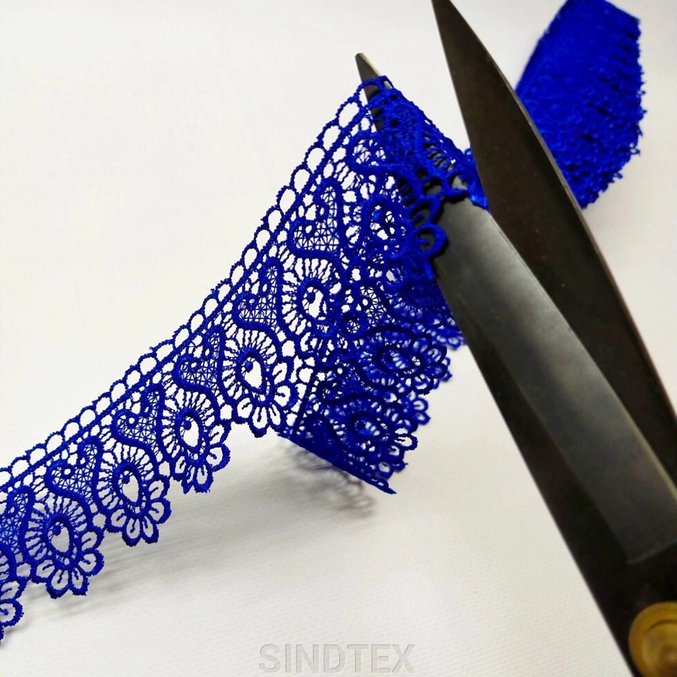 (1 метр) Мереживо макраме 4 см колір - синій (кс2н-0005) від компанії SINDTEX - фото 1