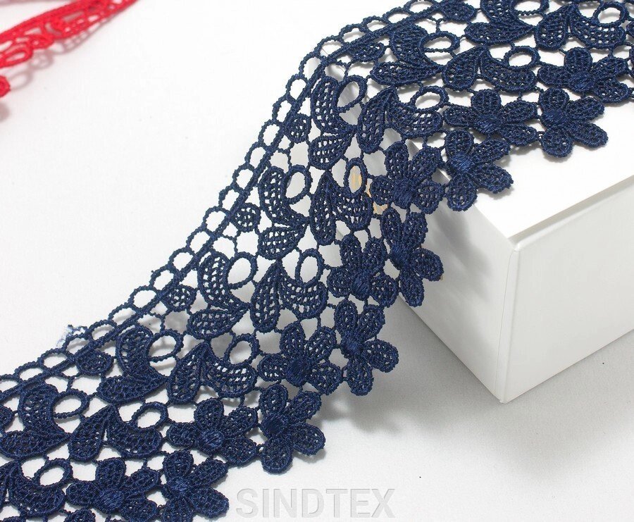 (1 метр) Мереживо макраме 6,5 см "Сакура" колір - синій від компанії SINDTEX - фото 1