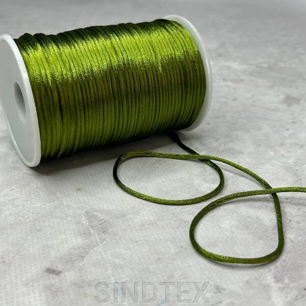 #1 Шнур корсетний (сатиновий, шовковий) 2мм, 100 ярдів, хакі від компанії SINDTEX - фото 1