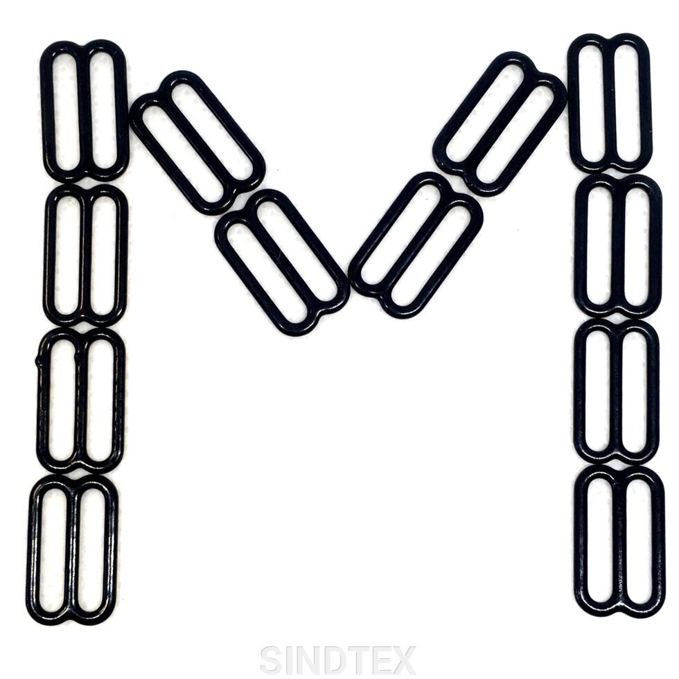 10 шт. - Чорний 1,5 см регулятор (МЕТАЛ) для бретелів бюстгальтера (вісімка) від компанії SINDTEX - фото 1