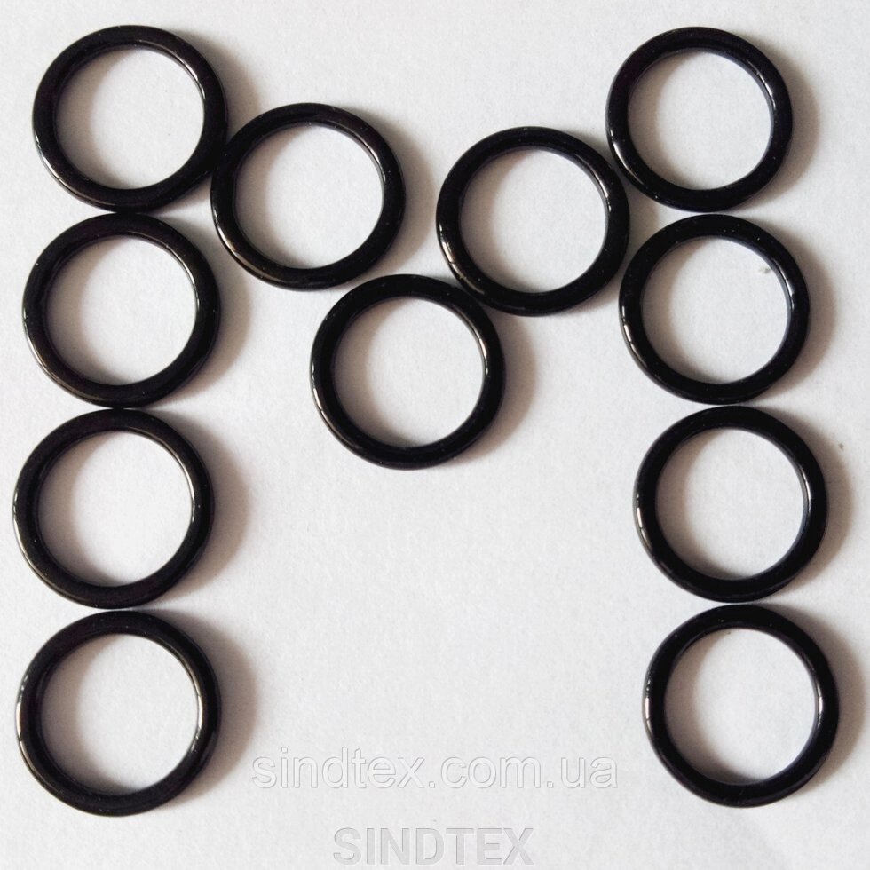 10 шт. - Чорний регулятор 1 см (метал) для обгортків бюстгальтера (кільце) від компанії SINDTEX - фото 1