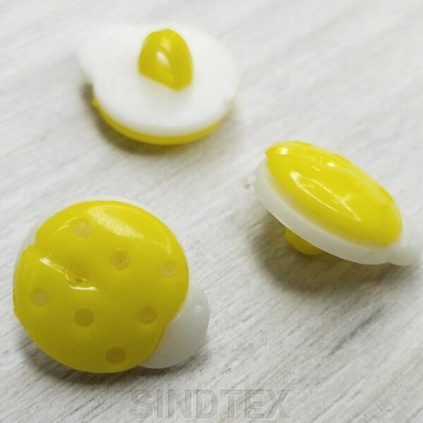 10 шт - Ґудзик дитячий 13х15 мм пластик "божа корівка" на ніжці - жовтий від компанії SINDTEX - фото 1