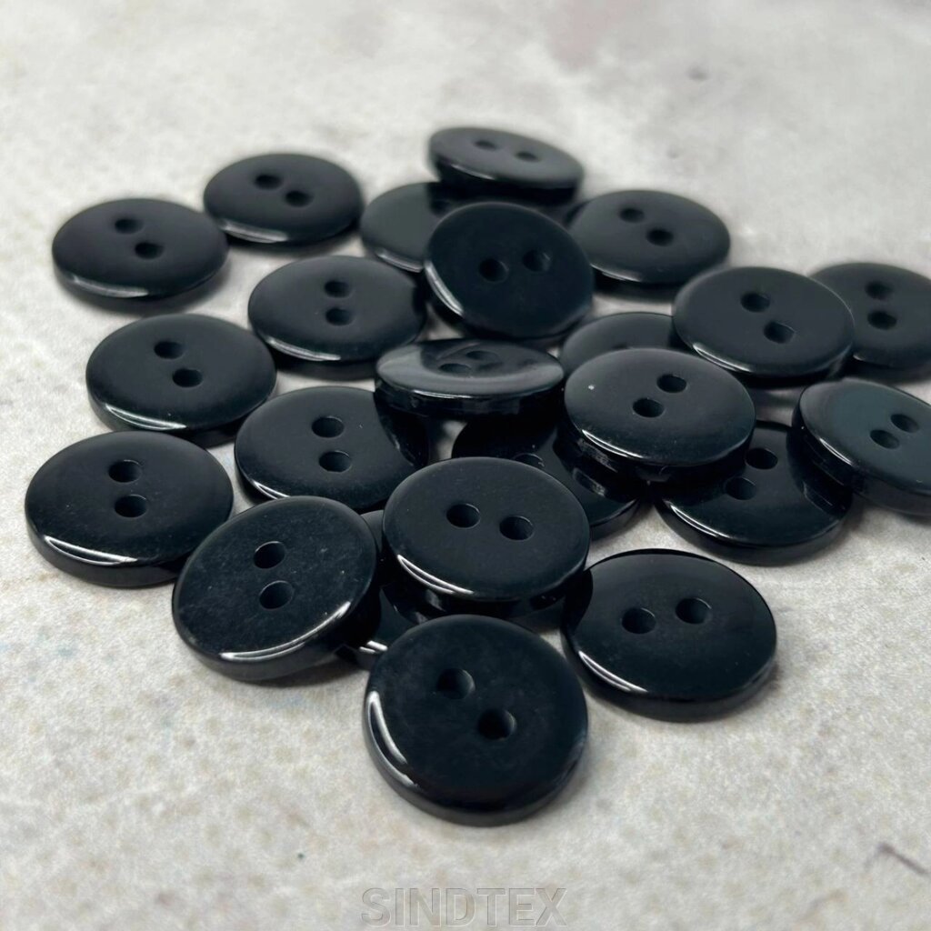 10 шт. - Ґудзики пластикові сорочкові Ø-12,5мм, колір - чорний від компанії SINDTEX - фото 1
