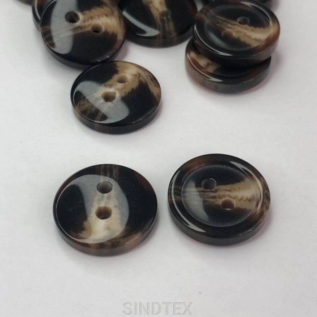 10 шт - Ґудзики рогові Ø-15мм колір - коричневий від компанії SINDTEX - фото 1