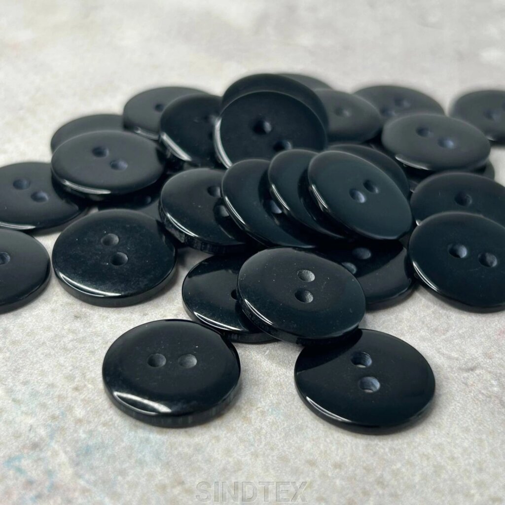 10 шт. - Ґудзики сорочкові Ø-15мм колір чорний від компанії SINDTEX - фото 1