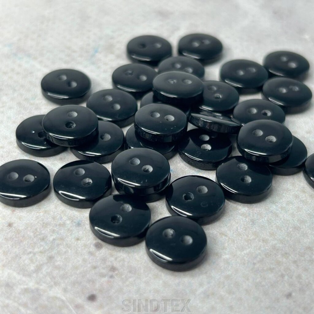 10 шт. - Ґудзики сорочкові, чорний пластик Ø-10 мм від компанії SINDTEX - фото 1